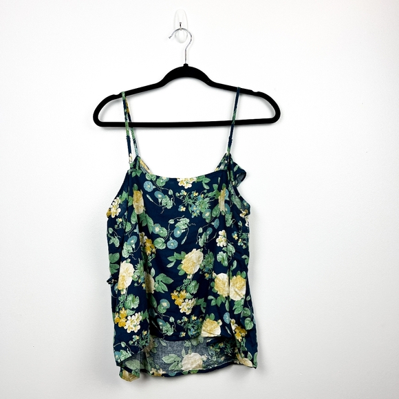 Old Navy Blue & Yellow Floral Tank Top with Ruffled Front - Picture 9 of 10